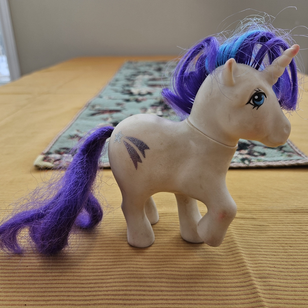 1983 My Little Pony G1 Unicorn Glory Glittery Symbols White MLP